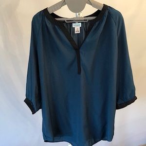 Motherhood Maternity Blue and Black V Neck Blouse